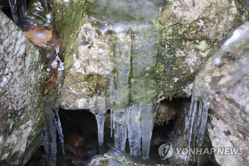 [픽! 밀양] 낮 기온 25도…밀양 얼음골엔 고드름 주렁주렁