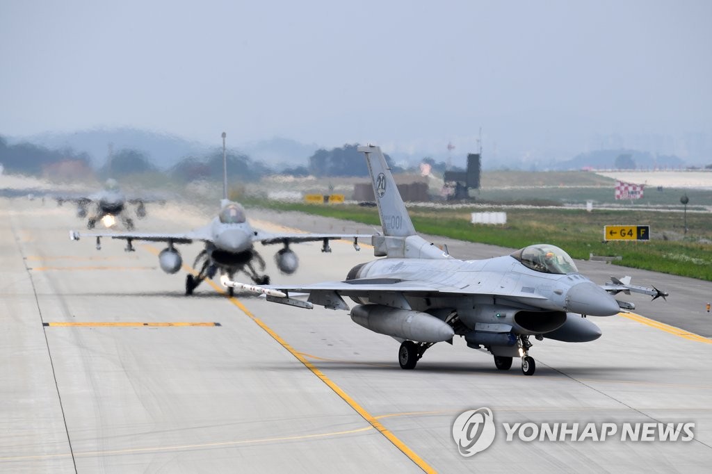 This file photo, provided by the Air Force on June 20, 2022, shows South Korean fighter jets being mobilized for the armed service's Soaring Eagle exercise at an air base in Cheongju, 112 kilometers south of Seoul. (PHOTO NOT FOR SALE) (Yonhap)