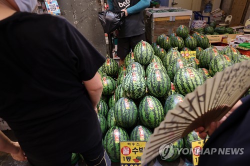 Watermelons in market