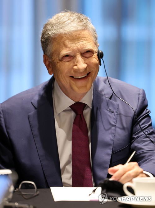 Bill Gates, Microsoft co-founder and co-chair of the Bill & Melinda Gates Foundation, smiles during an interview with Yonhap News Agency at a hotel in western Seoul on Aug. 17, 2022. (Yonhap) 