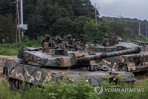 Le char de l'armée sud-coréenne, K-1, le jeudi 18 août 2022. 