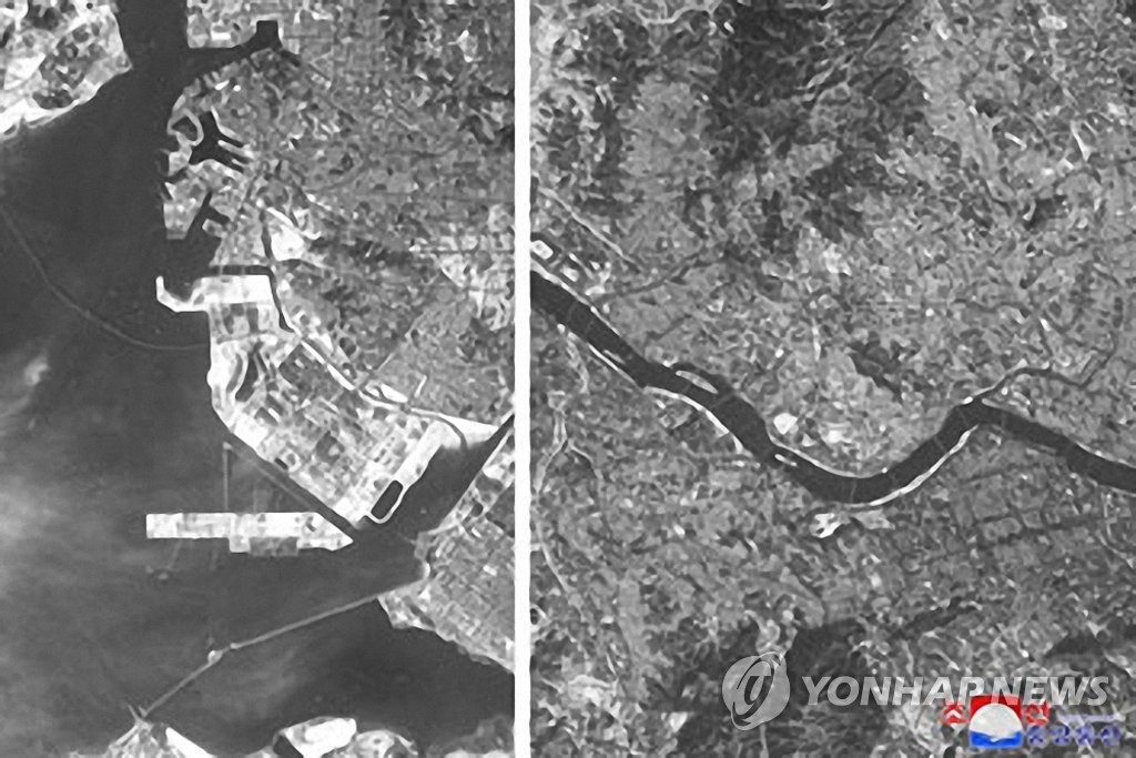 These photos, carried by North Korea's official Korean Central News Agency on Dec. 19, 2022, show Seoul (R) and its adjacent city of Incheon that the country claimed were taken from a "test-piece satellite" that it fired the previous day. (For Use Only in the Republic of Korea. No Redistribution) (Yonhap)