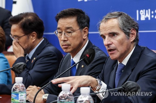 민주, 그로시 면전서 "IAEA, 중립성 상실…日맞춤형 조사" 맹비판
