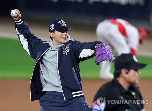 BTS member J-Hope throws out ceremonial pitch in Korean Series