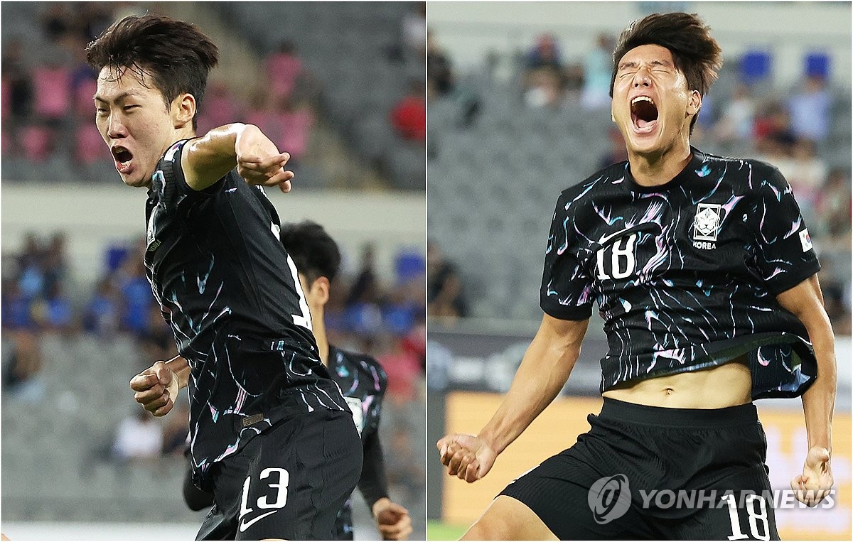A매치 데뷔골 넣은 강상윤과 이호재
